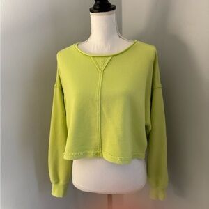 American Eagle Aerie French terry oversized  crop sweatshirt bright green  S-M